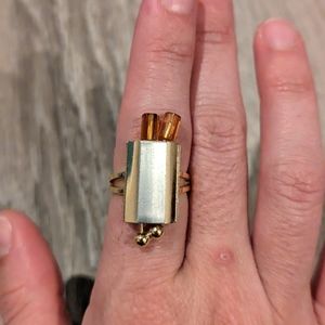 Funky gold and silver fashion ring